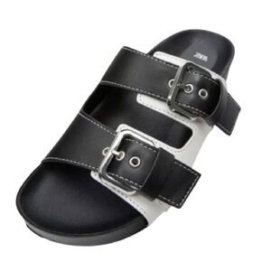 🦋 ZARA Flat Buckled Black and White Sandals 1609/610 Size 38 / 7.5 Like new!